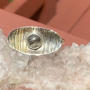 BOUTIQUE BLACK TOURMALINE IN QUARTZ 925 RING, 8.75